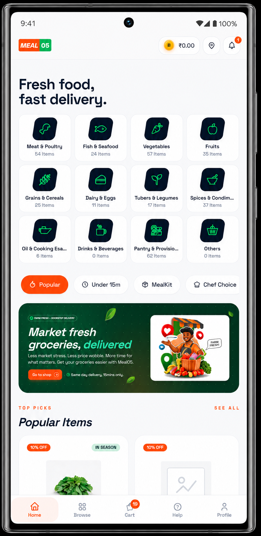 Meal05 mobile app preview on Android phone